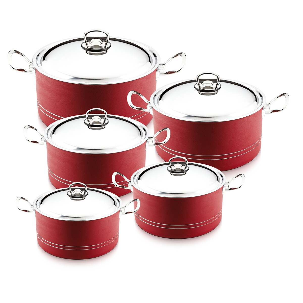 Arian Açelya 10 Pcs Çelik kapaklı Nonstick Set (16/18/20/22/24)